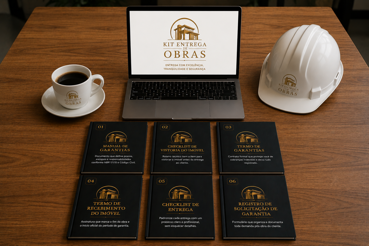 Documentos profissionais do Kit Entrega de Obras